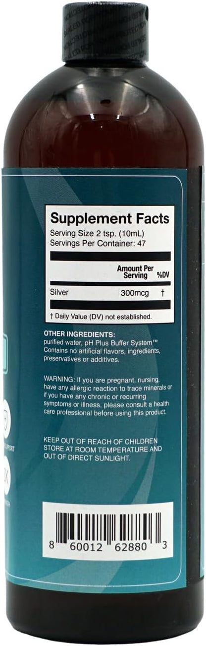 Structured Silver Water 30PPM - ph Balanced Alkaline Structure Silver Liquid Solution Mineral Supplement for Natural Immune Support - Enhanced Wellness & Gut Health - 16 Oz (437ml)