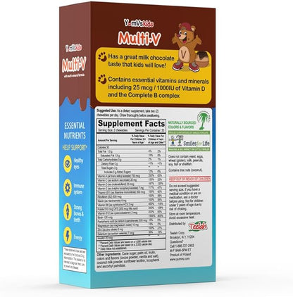 YUM-V'S - Kids Multivitamin Chewable Chocolate Bears - Multivitamin for Kids Supplement - 16 Vitamins & Minerals - Vitamins Including D, Zinc, C, B Complex & More, 60 Count Pack of 1