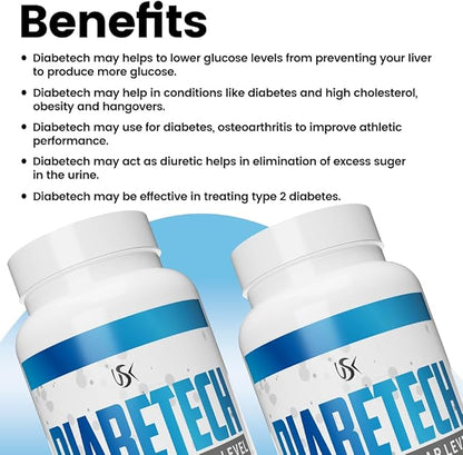 Unitech USK Diabetech Capsules | Herbal Formula with Fenugreek, Ceylon Cinnamon, Bitter Melon & Other Botanicals | Supports Healthy Metabolism | 60 Capsules