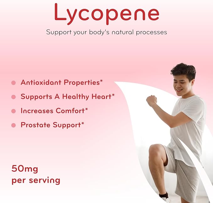 Tomato Based Lycopene Supplement - Extra Strength Lycopene 50mg Non-GMO Super Potent Antioxidant and Carotenoid Heart and Prostate Health Supplement for Men - Made in a cGMP US Lab (200 Servings)