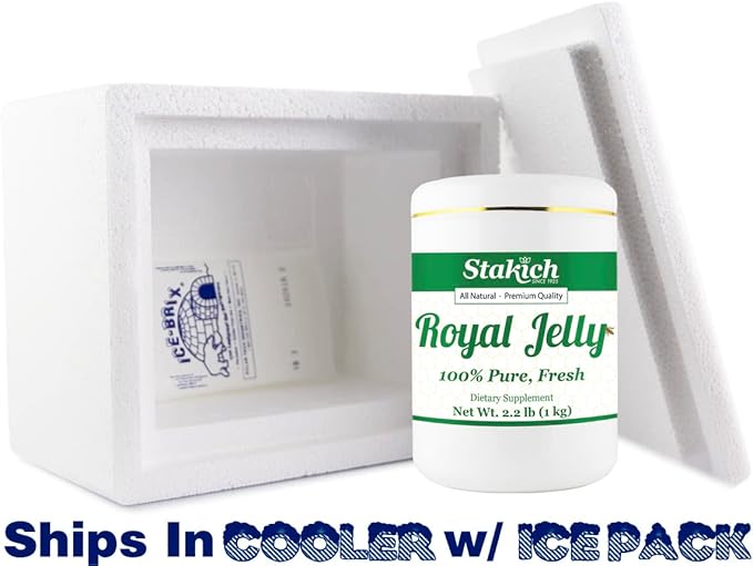 Stakich Fresh Royal Jelly - Pure, All Natural - No Additives/Flavors/Preservatives Added - 1 Kilogram (2.2 Pounds)