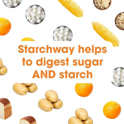 Starchway Digestive Enzymes - testpack 6 capsules | Supplement for Starch & Sucrose Intolerance | Helps Digest Sugars & Starchy Foods | Invertase & Gluco-Amylase Enzymes | Vegan | Low FODMAP