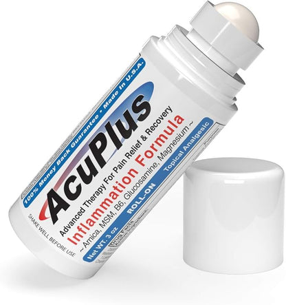 AcuPlus - Pain Relief Roll On - Topical Anti Inflammatory to Soothe Muscles & Joints - Arthritis Pain Reliever, Bursitis, Tendonitis Cream - TSA Compliant, Convenient Roll On - 3 fl. oz. (Pack of 1)