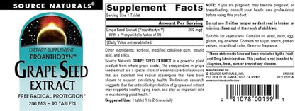 Source Naturals Grape Seed Extract, Proanthodyn, Antioxidant Protection & Supports Healthy Aging Brain* - 200 mg - 90 Tablets