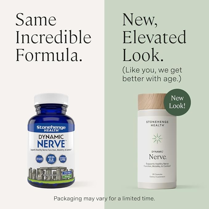 Stonehenge Health Dynamic Nerve Supplement - Supports Nerve Function in Fingers, Toes, Hands, and Feet with Alpha Lipoic Acid ALA, Benfotiamine, Pea, Robust B Complex, Boswellia