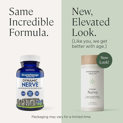Stonehenge Health Dynamic Nerve Supplement - Supports Nerve Function in Fingers, Toes, Hands, and Feet with Alpha Lipoic Acid ALA, Benfotiamine, Pea, Robust B Complex, Boswellia