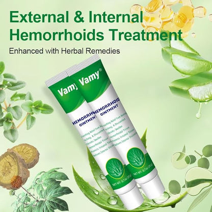 vamy Herbal Hemorrhoid Cream, Hemorrhoid Treatment and Hemorrhoids Cream with Lidocaine 4% and Phenylephrine HCI for Fast Relief of Pain, Swelling, Itching, Burning, Hemorrhoidal Treatment. 2 pc