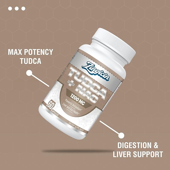 TUDCA with NAC Supplement 1200mg - 120 Capsules,Powerful TUDCA Bile Salt Plus N-Acetyl-Cysteine,Antioxidant Supplements for Liver,Digestion