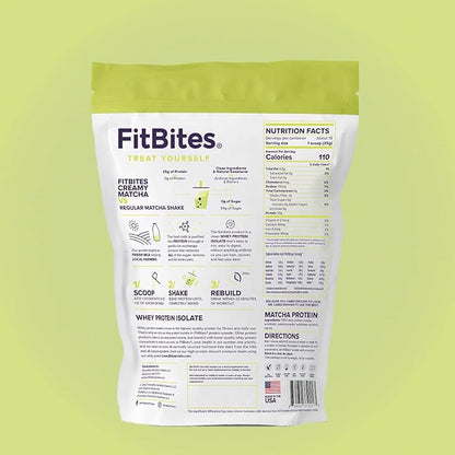 100% Whey Isolate Protein Powder (Matcha Latte), 5.9g BCAAs, Gluten Free, Zero Sugar, Fast Absorbing, Easy Digesting