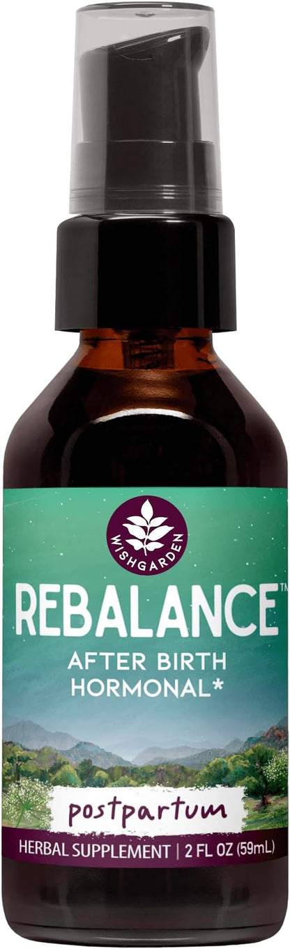 WishGarden Herbs ReBalance After Birth Hormonal - Plant-Based Herbal Supplement with Vitex Berry & Motherwort Supports Healthy Postpartum Hormone Levels and Postnatal Hormone Balance, 2oz