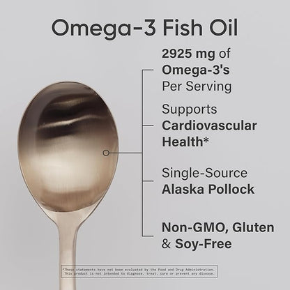 Sports Research® Omega-3 Fish Oil 4685mg - Sourced from Wild Caught Alaska Pollock - Natural Lemon Flavor, MSC Certified Sustainable - 8oz (48 Servings)
