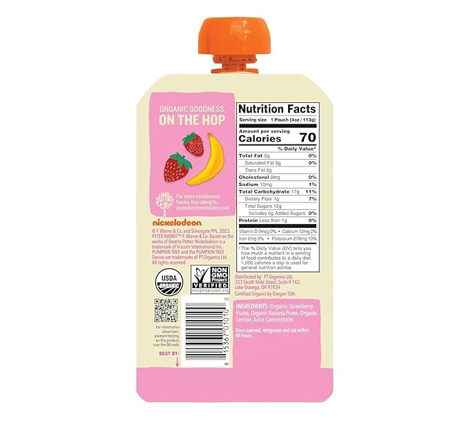 Peter Rabbit Organics Fruit & Vegetable Variety Pack - Squeezable Snack Pouches, 4 oz. (Pack of 36)