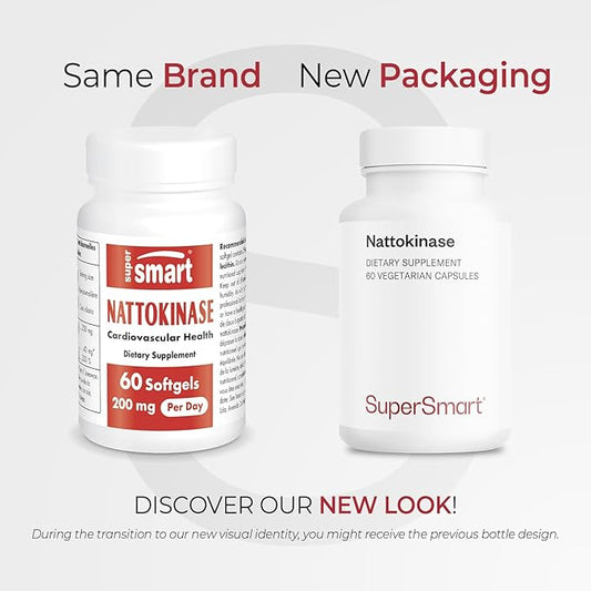 Supersmart - Nattokinase 2600FU or 200mg per Day (Highly Bioavailable) - Japanese Natto Extract - Enhanced with Vitamin E - Fibrinolytic Enzyme | Gluten Free - 60 Softgels