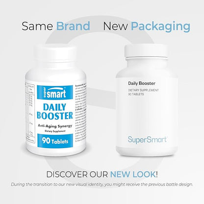 SUPERSMART - Daily Booster - with PQQ, Acetyl L-Carnitine & R-Lipoic Acid - Boost Your Daily Multivitamin Supplement | Non-GMO & Gluten Free - 90 Tablets