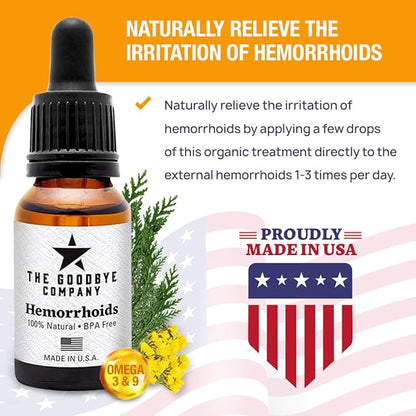 The Goodbye Company Hemorrhoid Treatment – Natural Vegan Hemorrhoid Healing Serum – Fast Relief & Shrinking Formula – Made in USA (15mL)