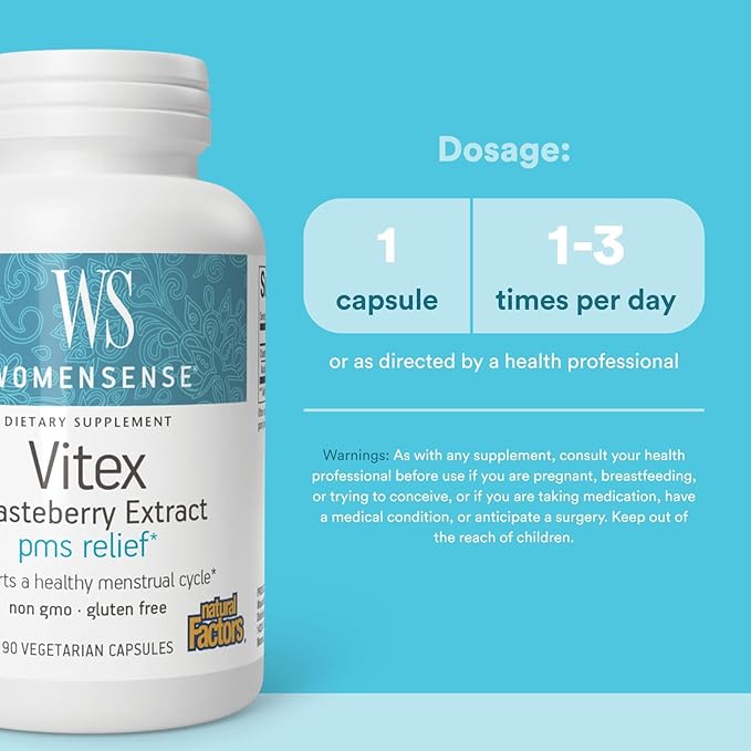 WomenSense by Natural Factors, Vitex Chasteberry Extract, Helps Sooth Symptoms of PMS and Menopause, 90 capsules (90 servings)