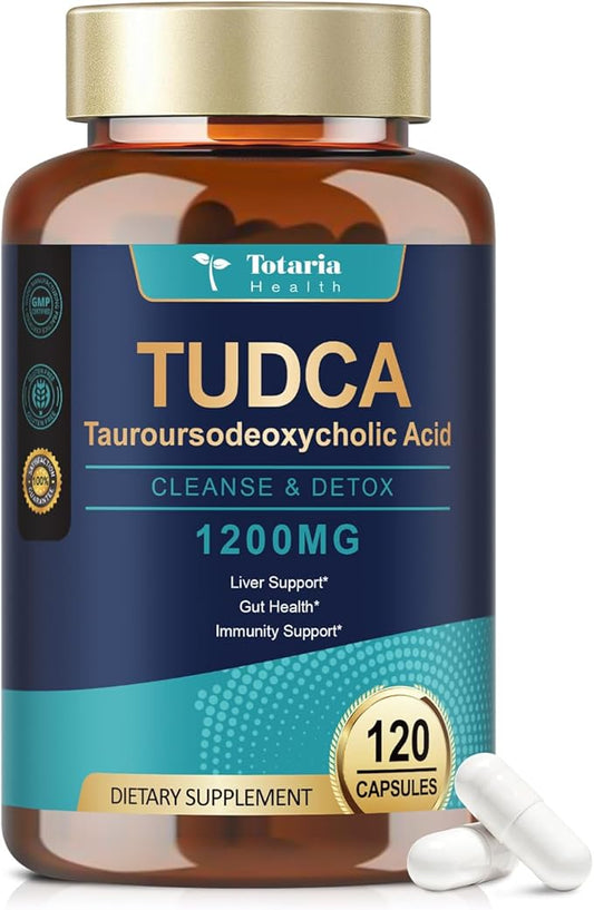 TUDCA Bile Salts 1200mg (Tauroursodeoxycholic Acid), 120 Capsules, Ultra Strength Pure TUDCA Liver Supplements, Liver and Gallbladder Cleanse & Repair, Vegan
