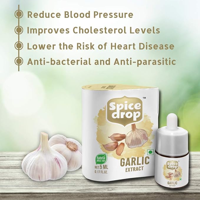 Spice Drop Pure Garlic Extract - Salad Dressing, Seasoning, Cooking, Baking, Dips | Premium Quality & High Aroma | Whole Garlic Pods Extract | No Added Color or Preservative | 0.17 Oz (Pack of 1)