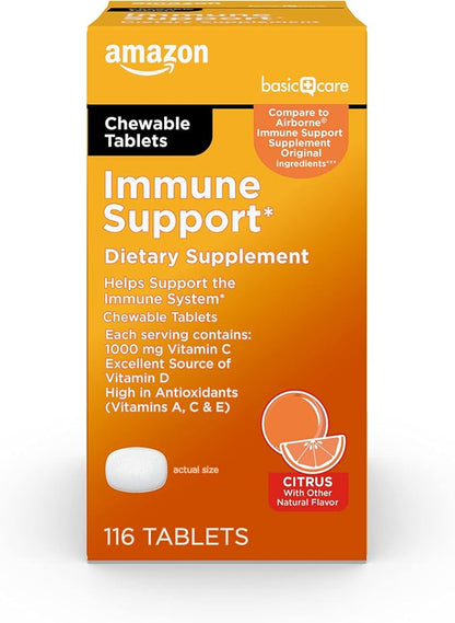 Amazon Basic Care - Chewable Tablets, Immune Support Citrus Chew Tablets, 116 Count
