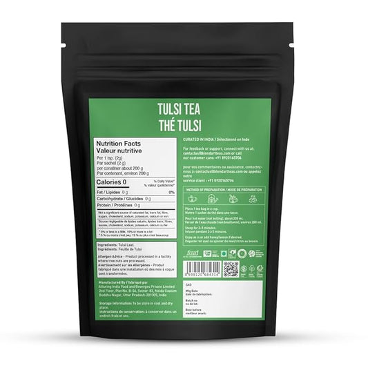Tulsi Holy Basil Tea Bags 100 Count For Cognitive Balance & Overall Health Ayurvedic Tulsi With Antioxidants Caffeine Free Holy Basil Leaves Pyramid Herbal Tea Bags Support Digestion & Boost Immunity