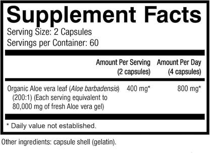 NatureCity True-Aloe Gut Health Support – 80,000mg Aloe Vera Gel Equivalent Per Serving – Organic Aloe Vera (120 Capsules) for Digestive, Skin & Joint Support | Small Easy-to-Swallow Pills