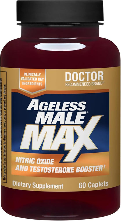 Ageless Male Max Total Testosterone Booster Supplement for Men, 60 Caplets