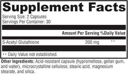XYMOGEN S Acetyl Glutathione - Superior Absorption Acetylated Glutathione Supplement with Stomach Acid-Resistant Capsules - Healthy Aging, Cellular, Antioxidant + Immune Support (60 Capsules)