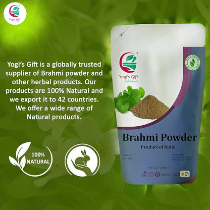 Yogi's Gift® | Brahmi Powder 8 Oz | Natural Hair Growth Booster & Volumizer | Scalp Nourishing Mask | Bacopa Monnieri powder