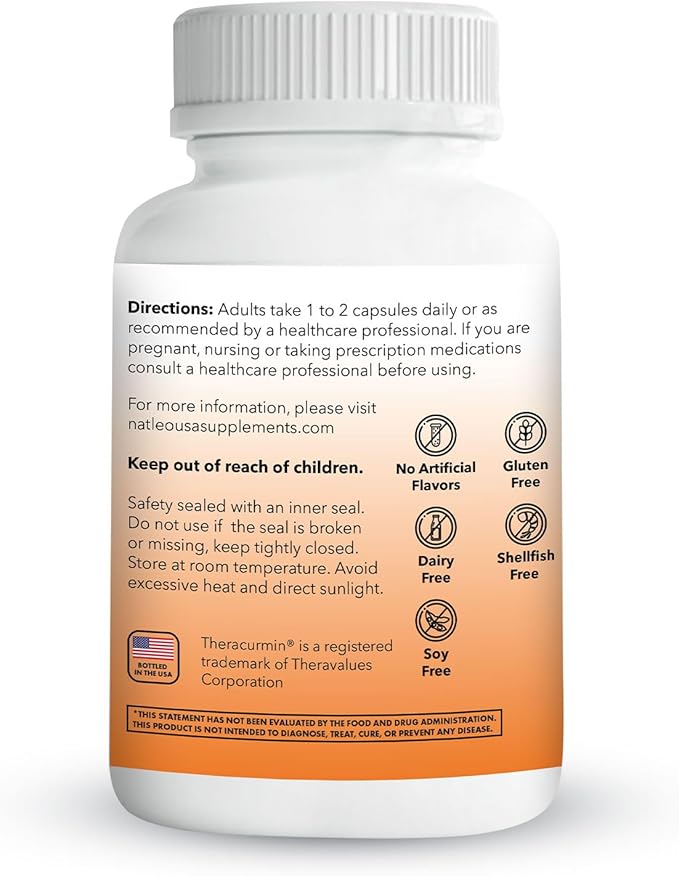 Theracurmin Turmeric Curcumin Supplement, 120 Count, High Absorption Turmeric & Curcumin - Joint Supplement for Men and Women - 42.6X More Bioavailablity
