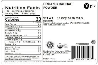 Yupik Organic Baobab Powder, 8.8 Ounce, Non-GMO, Vegan, Gluten-Free (Pack of 2)