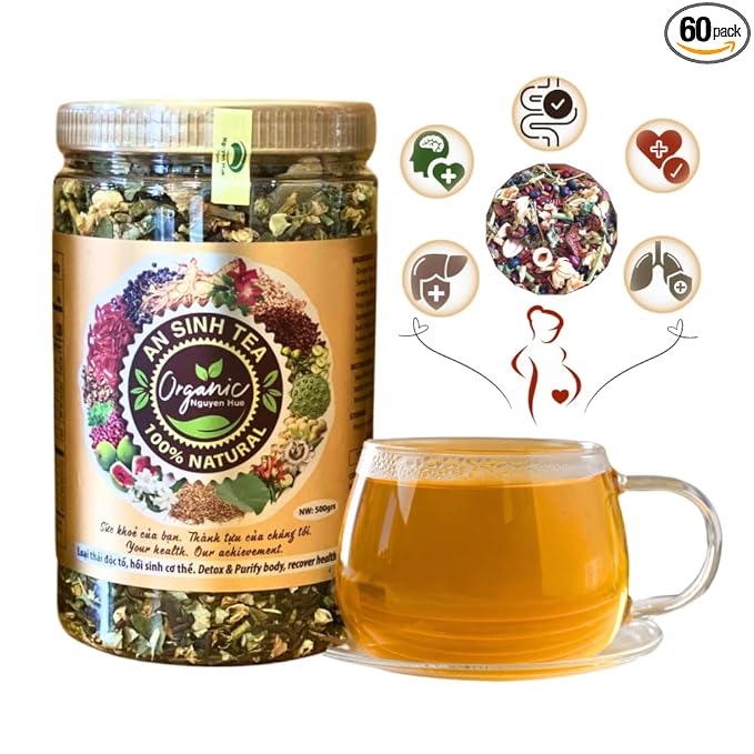 An Sinh Tea Herbal Tea Variety Pack - Liver Detox Tea - Sleep Tea For Bedtime - 60 cups - Non Caffeinated, Relax, Reduce Cholesterol, Migraine, Fatigue, Stress, Promoting Sleep