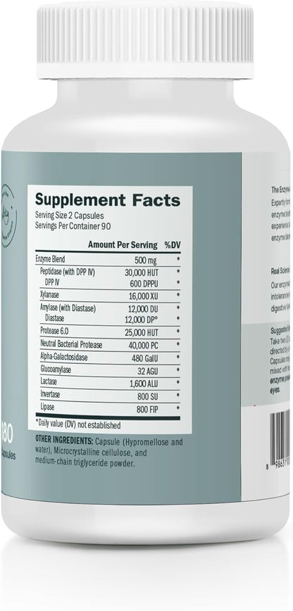 TriEnza - Digestive Enzyme Supplement for Gluten, Casein, Soy, Proteins, Carbohydrates, Fats & Polyphenols - Digestive Enzymes for Women & Men (180 Chewable Tablets)