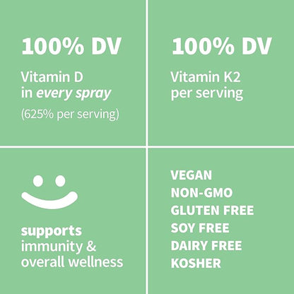 Sprout Living Organic Vitamin D3 5000 IU (Lichen) + K2 120 mcg (Chickpea) Spray for Immune Support & Bone Health | Trace Minerals with Real Lemon & Citrus Extract, Sugar Free (1 FL OZ, 30 Servings)