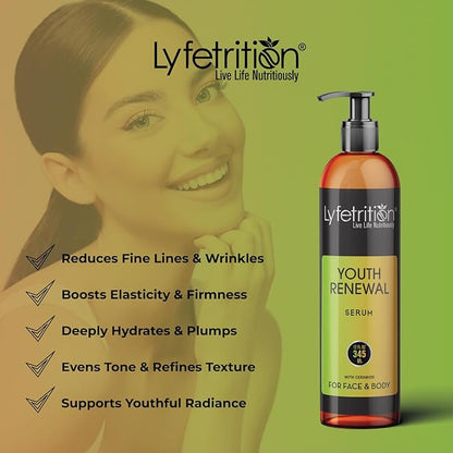 Youth Renewal Serum (Skin and Face Formula) | 12 fl oz Large Bottle | With Aloe and Retinol