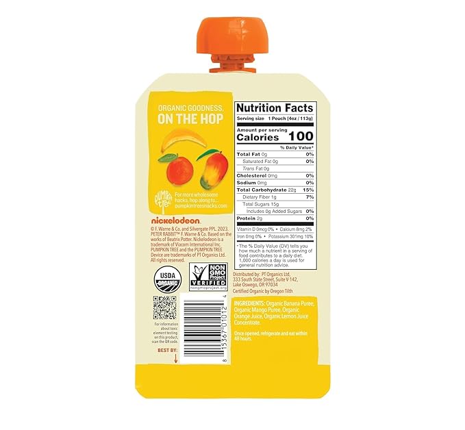 Peter Rabbit Organics Fruit & Vegetable Variety Pack - Squeezable Snack Pouches, 4 oz. (Pack of 36)