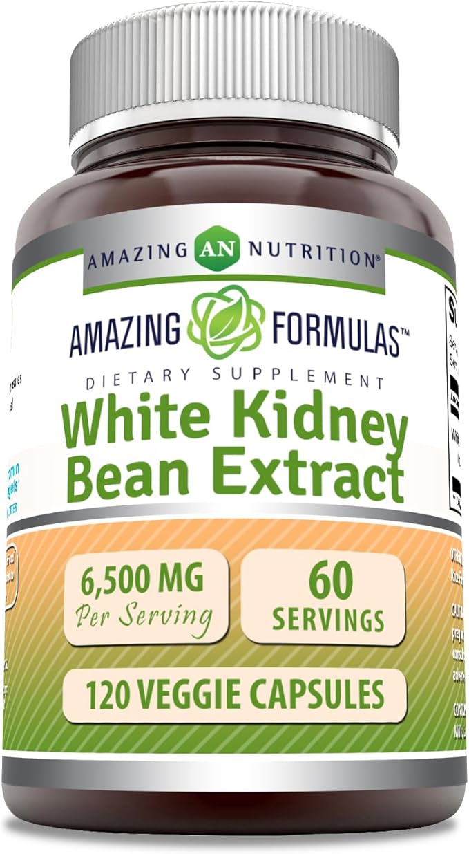 Amazing Formulas White Kidney Bean Extract | 6500 Mg Per Serving | 120 Veggie Capsules Supplement | Non-GMO | Gluten Free | Made in USA