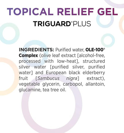 TriGuard Plus Colloidal Silver Topical Recovery Gel Natural Structured Silver Water & European Elderberry 3.4oz / 100ml