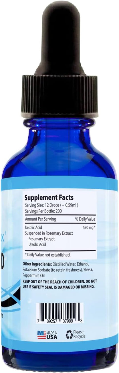 Absonutrix Ursolic Acid 590mg, 4 Fl Oz Bottle, 200 Highly Potent Servings, High Bioavailability, Quick Absorption, Third-Party Tested, GMP-Certified, Non-GMO, Cruelty-Free Products, Made in USA