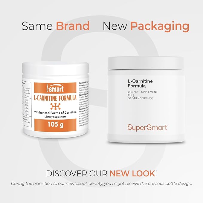 Supersmart - L-Carnitine Formula (Natural Lemon Flavor) - 2-in-1 with Acetyl L-Carnitine & L-Carnitine Tartrate Powder - Amino Acids Complex Supplement | Non-GMO & Gluten Free - 105 g