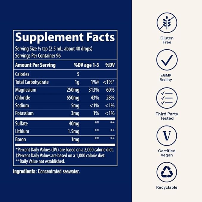Trace Minerals ConcenTrace Trace Mineral Drops - Liquid Supplement for Bone & Joint Support - Aids Hydration & Electrolyte Restoration - Unflavored-Original, 8 fl oz (96 Servings)