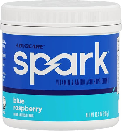 AdvoCare Spark Vitamin & Amino Acid Supplement - Focus & Energy Drink Powder Mix with Vitamin A, B-6, C & E - Also Includes L-Carnitine & L-Tyrosine - Blue Raspberry - 10.5 oz