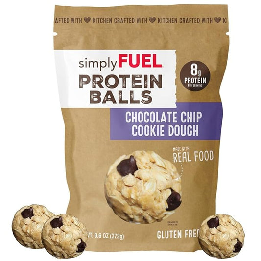 simplyFUEL Whole Food Protein Balls - Chocolate Chip Cookie Dough Snacks - 8g Protein Snack - Gluten Free Energy Balls