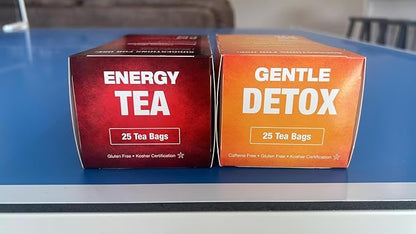 Total Tea Detox Tea & Energy Tea Set - 25 Day Detox - Herbal SIim Tea with Chamomile - Hibiscus Tea and Ginger Root for Colon Cleanse – Natural Citrus & Cinnamon Herbal Tea for Digestive Health