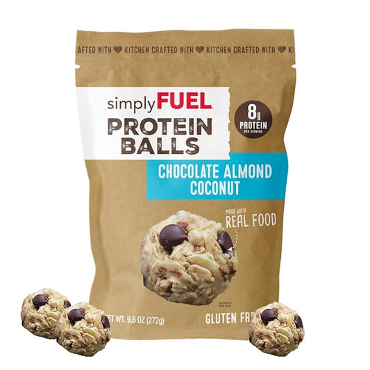 simplyFUEL Whole Food Protein Balls - Chocolate Almond Coconut Snacks - 8g Protein Snack - Gluten Free Energy Balls