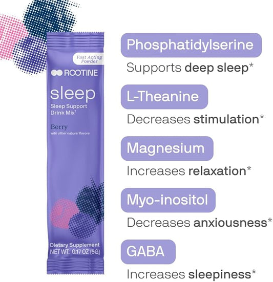 Sleep Supplement, Melatonin-Free Magnesium Calm Powder, GABA, L-Theanine, Myo-inositol, Calm Sleep Drink Mix to Help Relax, Sleep Powder, Magnesium Powder for Sleep, Super Calm Drink Mix 24pk