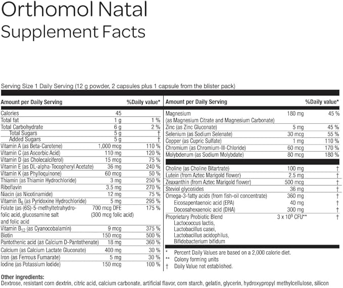 Orthomol Natal, Prenatal Nutritional Support for Fertility, Pregnancy and Lactation, Comprehensive Vitamins, Minerals & Essential Nutrients 30 Count (Pack of 1)