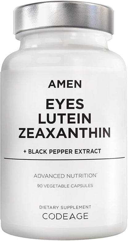 Amen Eyes 루테인 제아잔틴 보충제 - 눈 비타민 - 마리골드 추출물의 루테인 및 제아잔틴, 레드 비트 뿌리 파우더, 흑후추 과일 추출물 - 3개월 분량 아이 케어 - GMO 프리 - 90캡슐