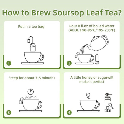 Soursop Leaves Tea Bag, Pure Natural Soursop Leaf, Boosting Immune, Improving Sleep & Skin Health, Hoja Guanabana Tea（110 Bags)