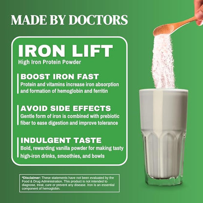 Smart Eats - Iron Powder | Highly Absorbed | Avoids Side Effects | Complete Nutrition: Protein, Vitamins, Fiber | Tasty Drinks & Shakes | Boost Hemoglobin, Ferritin | Vanilla Flavor | 15 Scoops