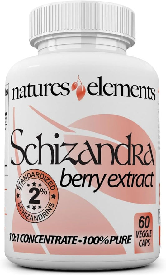 Natures Elements Schizandra Berry Extract – 10:1 Standardized Extract with 2% Schizandrins – 1000mg Per Serving – 60 Veggie Capsules – Non-GMO, Gluten-Free – Traditional Chinese Herb